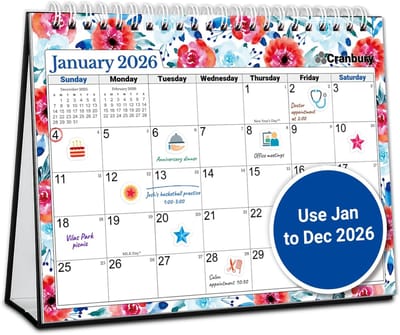 Bureaukalender 2025-2026 Staand - Maandelijks Overzicht Juli 2025 t/m December 2026 - Inclusief Stickers