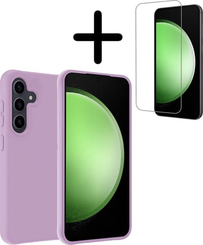 Hoesje Met Screenprotector - Geschikt voor Samsung Galaxy S23 FE - Sterk & Shockproof - Back Cover - Siliconen Case - Telefoon Hoes - Lila
