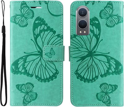 Coverup Hoesje - Geschikt voor OnePlus Nord CE4 Lite 5G Hoesje - Coverup Vlinders Book Case - Mintgroen