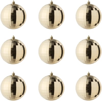 J-Line kerstbal Disco - kunststof - goud - doos van 9