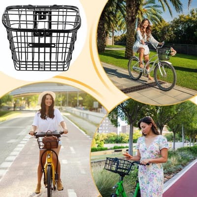 Fietsmand Opbergrek - Metalen Rijwiel Mand - Dagelijkse Boodschappen - Verstelbare Bevestiging - 34 x 27 x 27 cm - Zwart