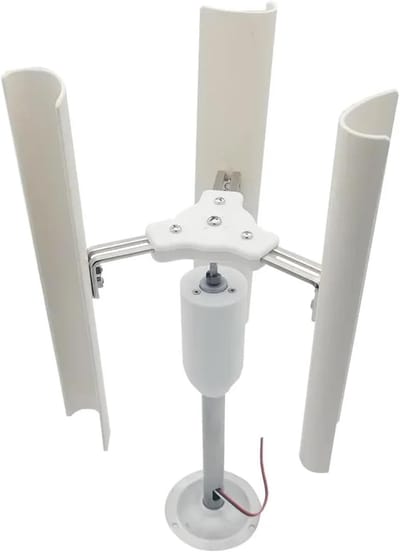Windturbine Model - Verticale As - Energie Leren - Drie Fase Generator - 42 cm Hoog - Zilverkleurig