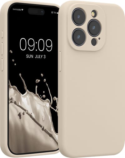 kwmobile telefoonhoesje geschikt voor Apple iPhone 15 Pro - TPU backcover met siliconen coating - Smartphone case in crème