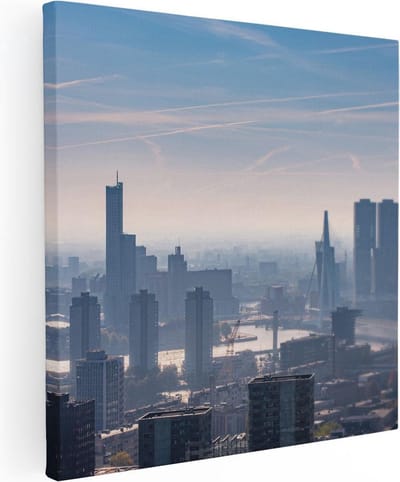 Artaza Canvas Schilderij Rotterdam - 30x30 cm - Klein - Wanddecoratie Skyline - Muurdecoratie Woonkamer - Kamer Accessoires