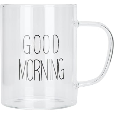 350ML Transparante Melk Koffiemok met Handvat Glazen Waterbeker Drinkgerei KeukengereiZwarte Letter white