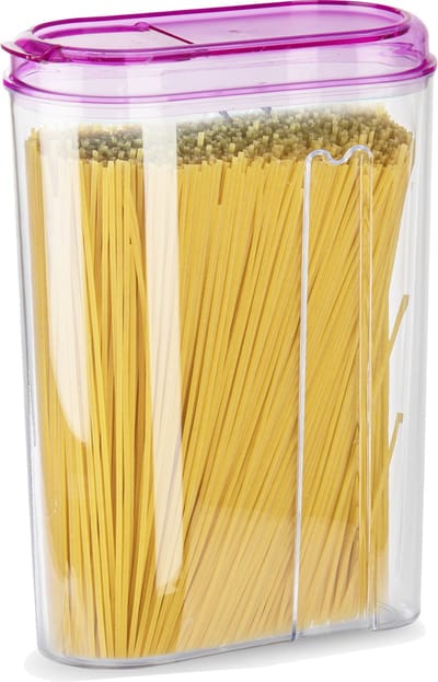 Plasticforte Voedselcontainer strooibus - transparant/roze - 1500 ml - kunststof - 15 x 8 x 23 cm - voorraadpotten