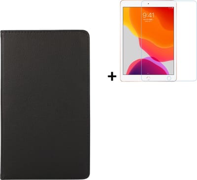Hoesje iPad 7 10.2 2019 - 10.2 inch - Hoesje iPad 8 10.2 2020 - Hoesje iPad 9 10.2 2021 - iPad 10.2 Bookcase Hoes - Screen Protector iPad 10.2 - Zwart Hoesje + Tempered Glass