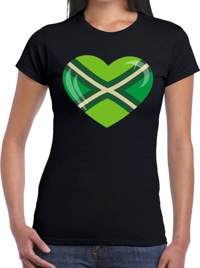 Bellatio Decorations Verkleed feest T-shirt dames - zwart - I love Achterhoek - met hartje - themafeest XS