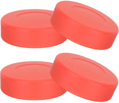 Unyqoos® Set van vier rode trainingspucks voor ijshockey met veilig rubberen ontwerp
