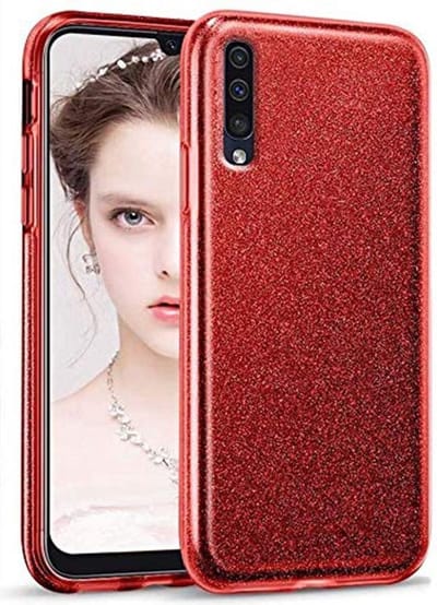 Backcover Hoesje Geschikt voor: Samsung Galaxy A30 Glitters Siliconen TPU Case rood - BlingBling Cover