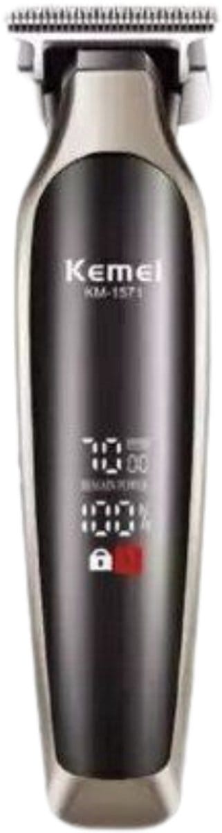 Kemei 1571 Professionele T-Blade Trimmer met LCD Display - Oplaadbaar - Grey