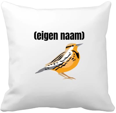 Akyol - oranje mus met eigen naam Kussen hoes - Vogels - dieren liefhebber - iemand die houdt van mussen - verjaardag - cadeau - kado - geschenk - 40 bij 40 cm