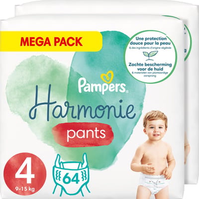 Pampers Harmonie Pants Maat 4 (9kg-15kg) -  Mega Pack 2 x 64 Luierbroekjes