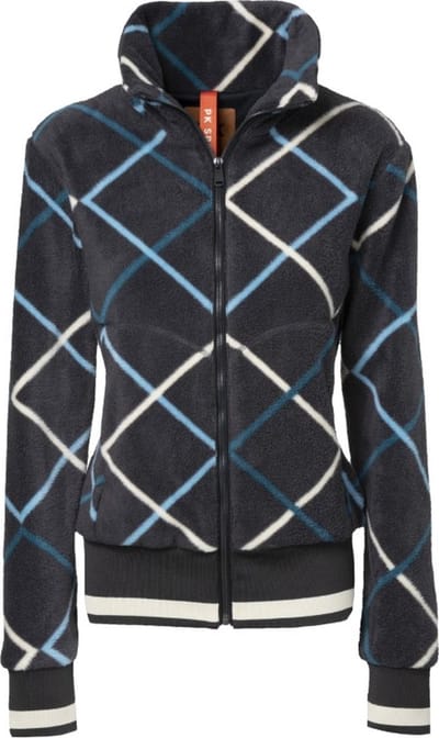 PK International Sportswear - Fleecevest - Voering - Geruit - Ritszakken - Magnum - All Over Charcoal - Donkerblauw - 158
