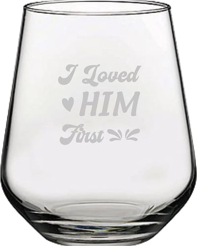 Gegraveerde drinkglas 42,5cl I loved him first