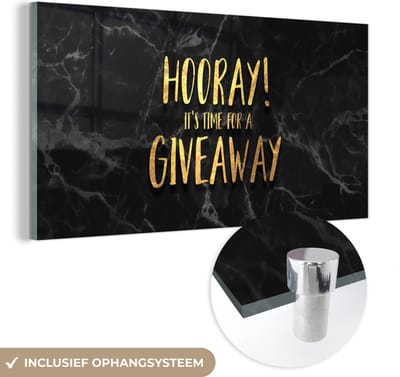MuchoWow® Glasschilderij 40x20 cm - Schilderij acrylglas - Quote - Cadeau - Goud - Marmer - Foto op glas - Schilderijen