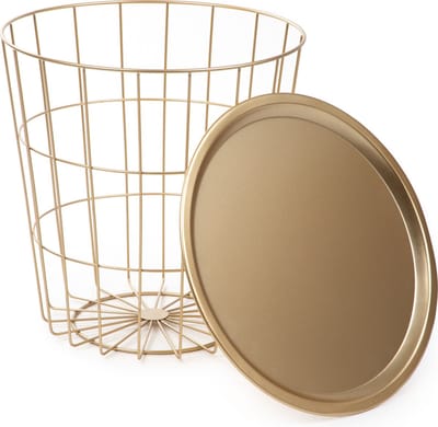 HOMLA SCANDI tafel - goud met gouden blad - 43 x 43 x 43 cm