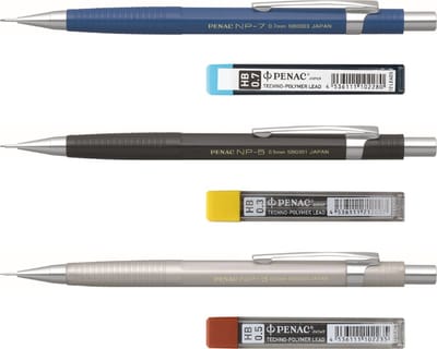 Penac NP Vulpotlood set + Navulling - 0.3mm - 0.5mm - 0.7mm - 3 Mechanical Pencils