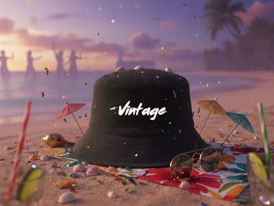 Vintage Bucket Hat | Black | Maat XL
