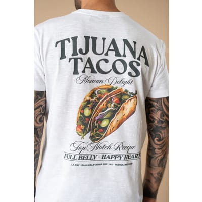 Petrol Industries - Heren T-shirt met rugprint Tijuana - Wit - Maat XXL
