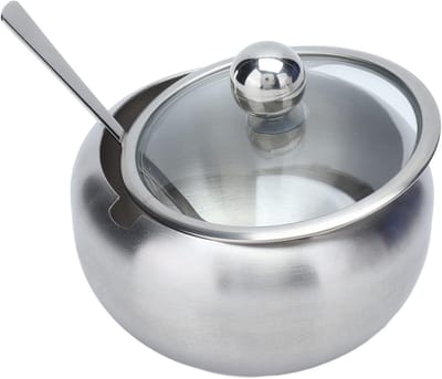 Set van 10 kruidenpotjes met roestvrijstalen suikerpot, glazen deksel en lepel voor keukenopslag van zout, peper en specerijen