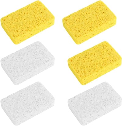 Set van 6 Milieuvriendelijke Schoonmaak Sponzen van Natuurlijke Cellulose, Multifunctionele Keuken- en Badkamersponzen (11 x 6,5 x 2 cm)