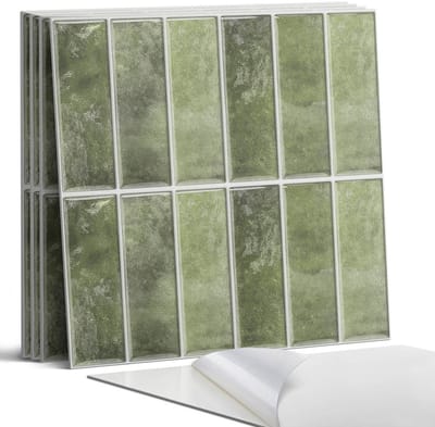 Coloray Wandpanelen Zelfklevend - Geometrisch tegelpatroon Zelfklevende Wandpanelen - 50 cm x 50 cm - Groente Wandpaneel PVC - 5 stuks - Texturen Wandpanelen Zelfklevend - Wandpanelen Keuken - Wandpaneel Badkamer