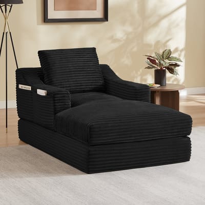 KOMHTOM - Moderne minimalistische luie fauteuil - Corduroy - Ruime eenpersoonsbank - Ontspanningsbank voor woonkamer en slaapkamer - Dubbelaags ontwerp - Uit te klappen tot een bed