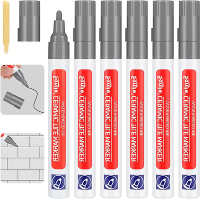 Zwarte Tegelvoeg Marker, 6-Delige Set met Vervangtips, Waterdichte Voegenrenovatie voor Keuken en Badkamer Tegels, Ideaal voor Herstel en Onderhoud