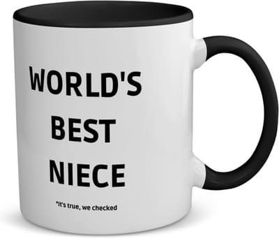 Akyol - world's best niece it's true we checked koffiemok - theemok - zwart - Nicht - werelds beste nicht - verjaardag - cadeautje voor nicht - nicht artikelen - kado - geschenk - 350 ML inhoud