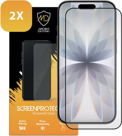 2-Pack MobyDefend Screenprotectors - Geschikt voor iPhone 17 - Screensavers Met Zwarte Randen - Gehard Glas