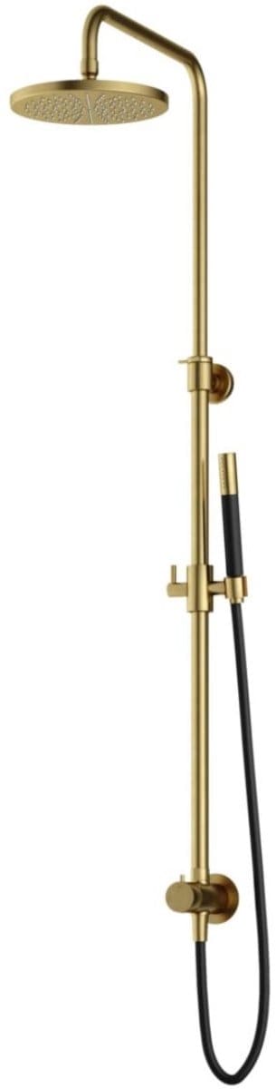 Hotbath Cobber - Stortdoucheset - 200 mm Hoofddouche - 360 mm Hartafstand - Glijstang - Staafmodel Handdouche - Geborsteld Messing PVD - Opbouw - 1/2 Inch Aansluiting - V01