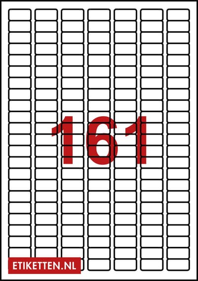 Master Etiketten - Etiketten op A4 Vel - 25 x 12 mm - 161 stickers per vel - 100 vel