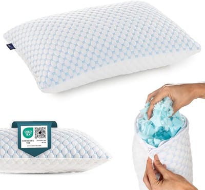 Comfortabel Traagschuim Kussen - Reiskussen - Kampeerkussen - Draagbaar Kussen - Inclusief Opbergtas - Temperatuurregulerende Kussensloop - Queensize - Gemakkelijk Mee Te Nemen