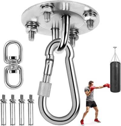 Zware Plafondhaak voor Tot 400 kg - 360 Graden Draaibaar - Perfect voor Hangstoelen, Yoga-Hangmatten en Bokszakken