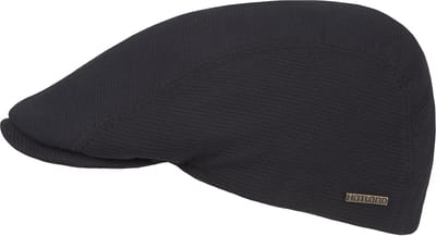 Hatland - Club - Effen flat cap - Zwart - Maat M - Unisex