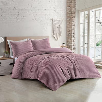 Zavelo Dorien Rib Teddy Dekbedovertrek Roze-Lits-jumeaux (240 x 200/220 cm)