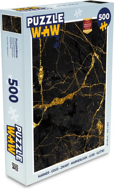 Puzzel Marmer - Goud - Zwart - Marmerlook - Luxe - Glitter - Legpuzzel - Puzzel 500 stukjes