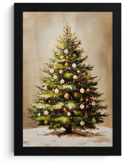 Poster in lijst - Fotolijst 20x30 cm - Posters - Kerst - Sfeer - Groen - Posterlijst zwart - Decoratie - Wanddecoratie woonkamer - Muurdecoratie slaapkamer - Kerstversiering - Kerstdecoratie voor binnen - Kerstmis