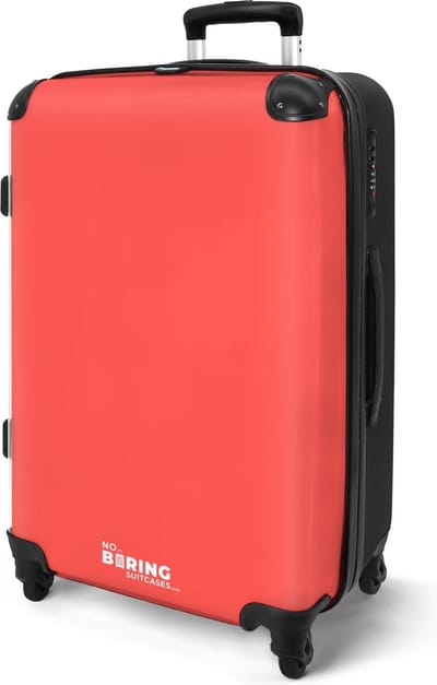 NoBoringSuitcases.com® - Koffer ruimbagage groot - Rolkoffer lichtgewicht - Oranje reiskoffer met 4 wielen - Vakantie bagagekoffer vrouwen - Grote valies trolley XL - 20 kg bagage