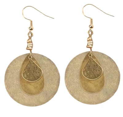 Zilveren oorbellen -Olijf Bruin -filigraan metaal 7 cm- Charme Bijoux