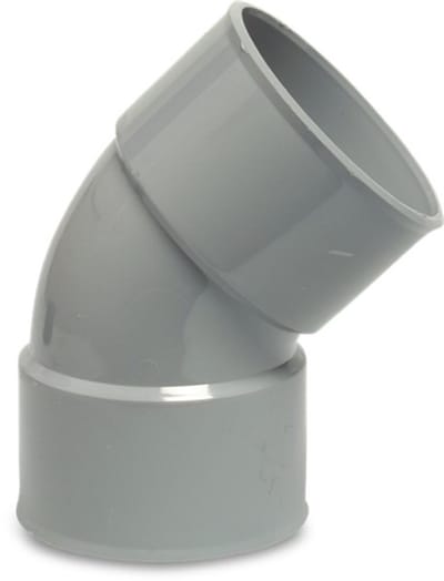 PVC bocht 45° – 110 mm lijmmof x lijmmof grijs KOMO