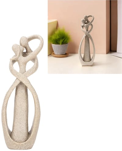 Dailygoods- Beeldje Handgemaakt - Zandsteen/Hars - Kussende Minnaars - Ambachtelijke Decoratie - Uniek Vakmanschap - Voor Binnen - Standbeeld