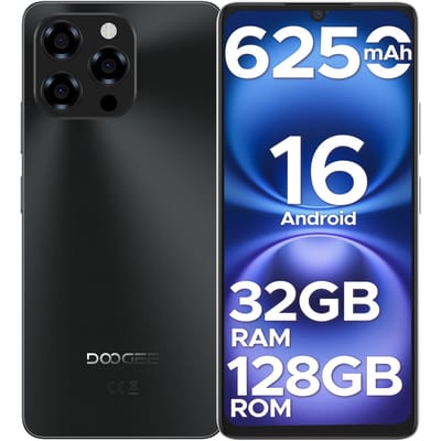 DOOGEE Note 58 Mobiele Telefoons, 32GB(8GB RAM)+128GB/2TB, 6250mAh, 6.75  HD+, 16MP+8MP zwart