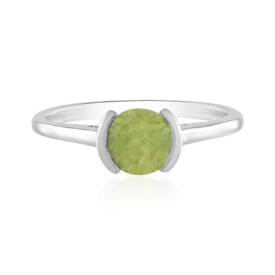 Cavill - Ring 925 Sterling Zilver Platina Verguld - 1,012 ct Groene Briljant Geslepen Sfeen - Elegante Minimalistische Sieraden