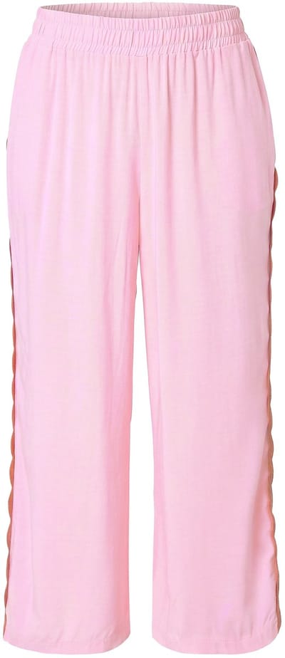 MIAMODA - Dames - Broek wijde rechte pijp gegolfde streep opzij - Roze - Maat 42