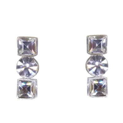 Behave – Oorbellen – 925 Sterling Zilveren Oorsteker - Langwerpig met Transparante Glas Steen - 1, 6 cm lang en 0,6 cm