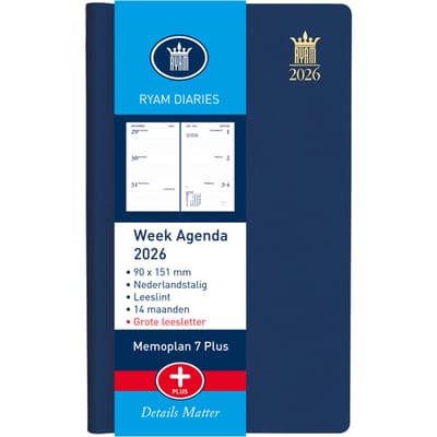 Agenda 2025 Ryam Memoplan 7 Plus Mundior 7dagen/2pagina's assorti