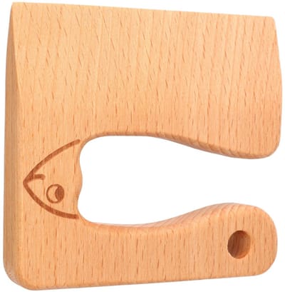 Dailygoods- Keukenmessen Ergonomisch - Houten Snijders - Veilig voor Kinderen - Geschikt voor Groenten en Fruit - Natuurlijk Beukenhout - Verbeter Cognitieve Vaardigheden - Speelgoedmes