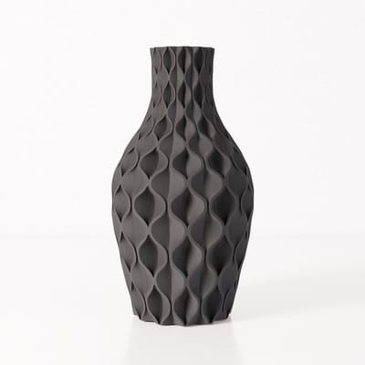 Fleuriek vaas VERA - Zwart H30 cm - Luxe designvaas voor tafel of dressoir - Reliëfpatroon